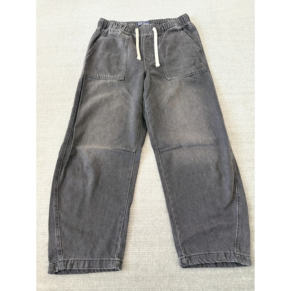 GAP Jeans High Rise Supersoft Pull On Barrel Women S Black Cotton Denim Pants
